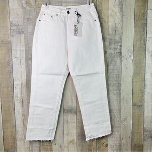 EVIDNT Los Angeles Size 25 Essen Relaxed 5 Pocket Raw Hem White Denim Jeans
